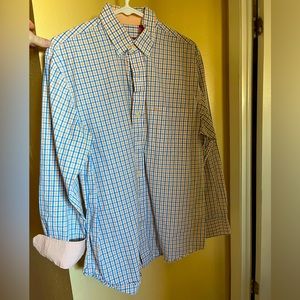 IZOD dress shirt, blue and orange pattern. Medium. Worn maybe 2 or 3 times.